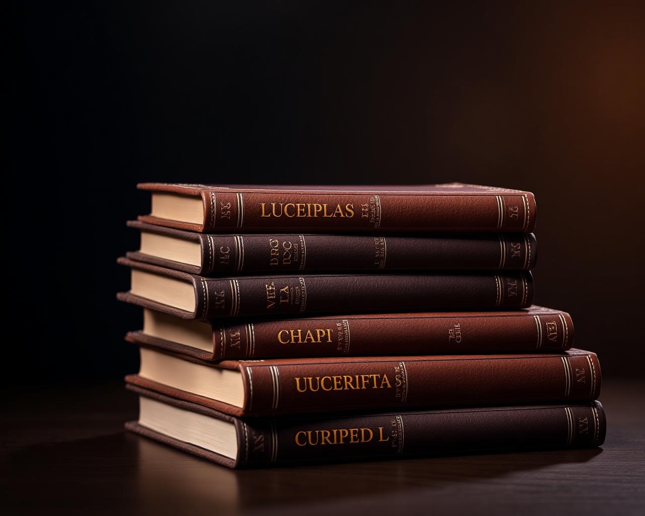 Stack of leather-bound legal books
